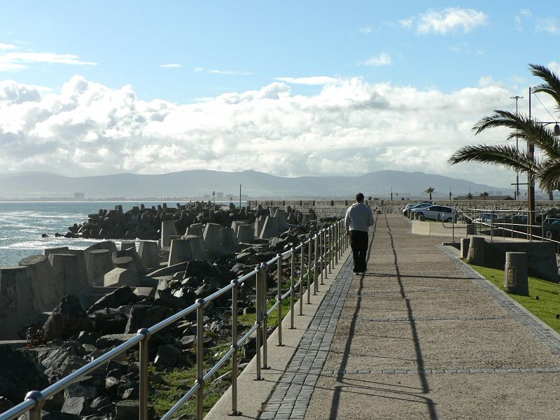 JAR 513.JPG - Po příjemné pobytu v Mossel Bay jsme vyrazili do Kapského města. Zde nás čekal první živý zápas Itálie - Paraguay. První dva dny bylo počasí výborné. Na tomto pobřeží jsme chtěli vyfotit nějaké ty lachtany, jediné co se však na kamenech slunilo byl jeden milenecký pár.